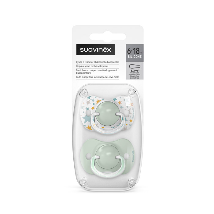 Набір фізіологічних пустушок Suavinex Dreams, 6–18 місяців, зелений (2 шт) Набір фізіологічних пустушок Suavinex Dreams, 6–18 місяців, зелений (2 шт)