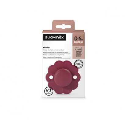 Пустушка фізіологічна Suavinex Wonder, 0–6 місяців, бордова