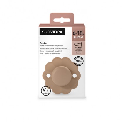 Пустушка фізіологічна Suavinex Wonder, 6–18 міс, бежева