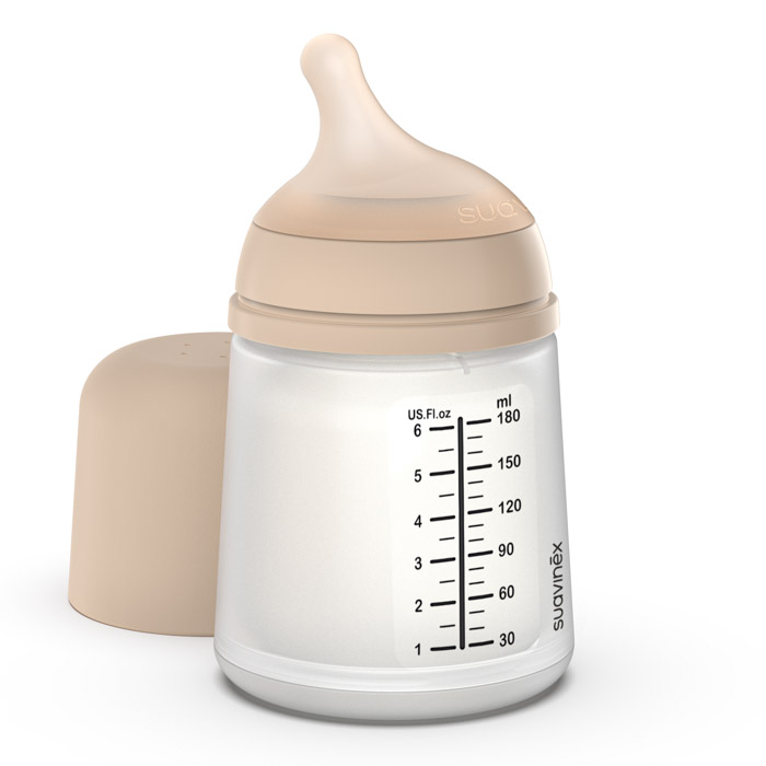 Пляшечка антиколікова Suavinex ZERO.ZERO, 180 мл, соска з адаптивним потоком