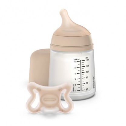 Набір Suavinex ZERO.ZERO, пляшечка 180 мл + пустушка, 0–2 міс