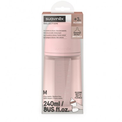 Пляшечка силіконова Suavinex Colour Essence, 240 мл, фізіологічна соска, повільний потік