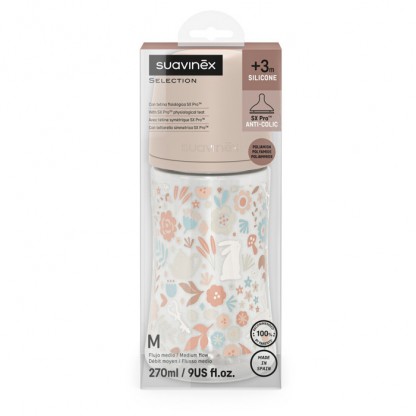 Пляшечка Suavinex Wonderland, 270 мл, фізіологічна соска, середній потік, рожева