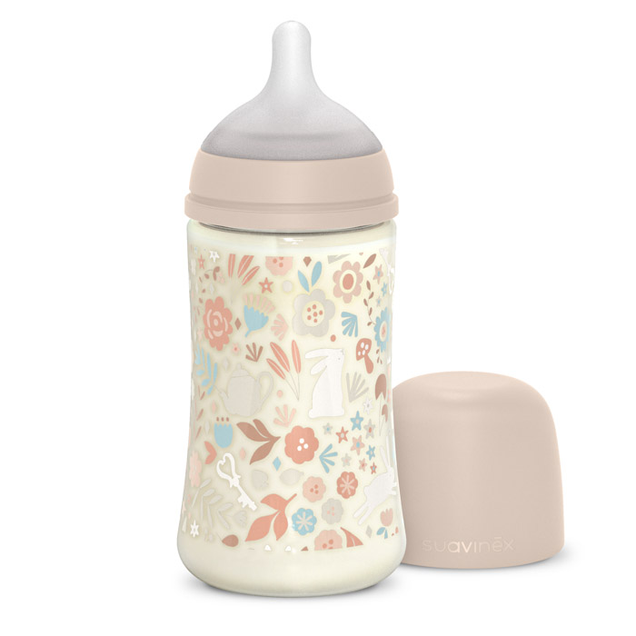 Пляшечка Suavinex Wonderland, 270 мл, фізіологічна соска, середній потік, рожева