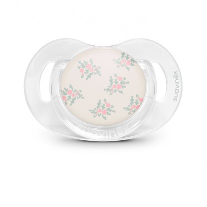 Пустушка фізіологічна Suavinex Poetry, 6–18 міс, бежева з рожевими квітами