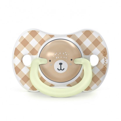 Набір фізіологічних пустушок Suavinex Wild & Free Night, 2 шт., 0–6 міс, бежева з малюнком