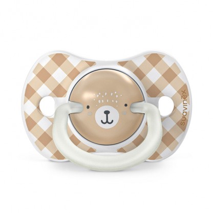 Набір фізіологічних пустушок Suavinex Wild & Free Night, 2 шт., 0–6 міс, бежева з малюнком