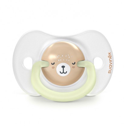 Набір фізіологічних пустушок Suavinex Wild & Free Night, 2 шт., 0–6 міс, бежева з малюнком