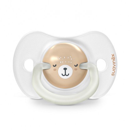 Набір фізіологічних пустушок Suavinex Wild & Free Night, 2 шт., 0–6 міс, бежева з малюнком