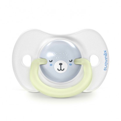 Набор физиологических пустышек Suavinex Wild & Free Night, 2 шт., 0–6 мес, голубая с рисунком