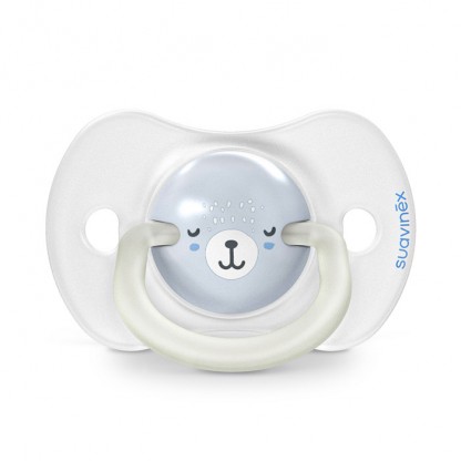 Набор физиологических пустышек Suavinex Wild & Free Night, 2 шт., 0–6 мес, голубая с рисунком
