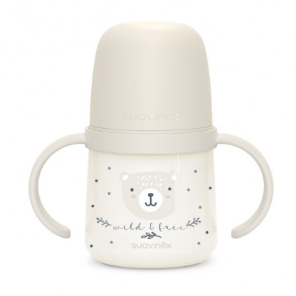 Чашка с силиконовым носиком Suavinex Night and Day, 150 мл, белая с рисунком