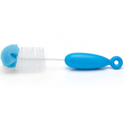 Щеточка 2 в 1 для мытья бутылочек Suavinex синяя