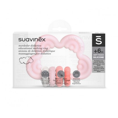 Прорізувач силіконовий з брязкальцем Suavinex Step 3, рожевий