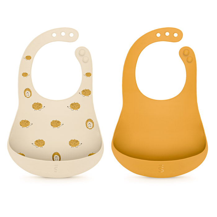 Набір силіконових нагрудників Suavinex Colour Essence, сірий і жовтий Набір силіконових нагрудників Suavinex Colour Essence, сірий і жовтий