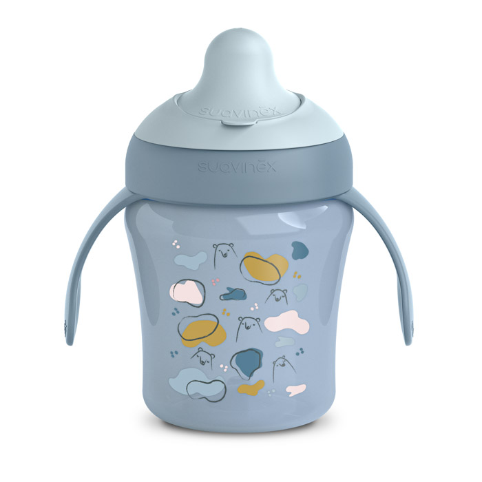 Чашка з носиком Suavinex Bear Family, 200 мл, блакитна Чашка з носиком Suavinex Bear Family, 200 мл, блакитна