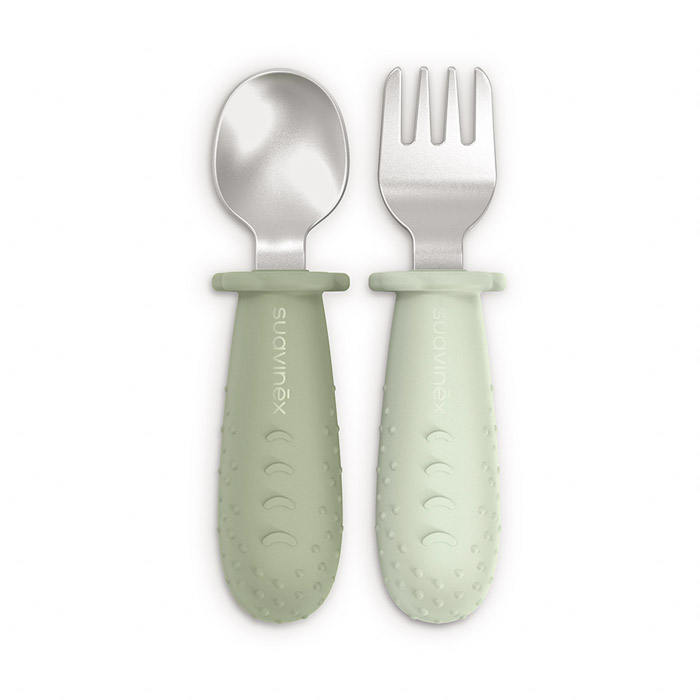 Набір столових приборів зі сталі Suavinex Colour Essence, зелений Набір столових приборів зі сталі Suavinex Colour Essence, зелений