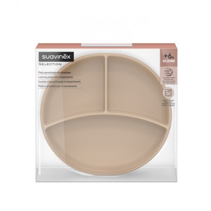 Тарілка силіконова Suavinex Colour Essence на 3 секції, бежева