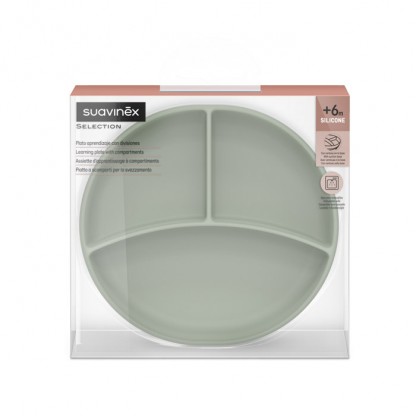 Тарілка силіконова Suavinex Colour Essence на 3 секції, зелена