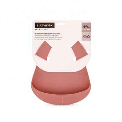 Нагрудник силіконовий Suavinex Colour Essence, рожевий