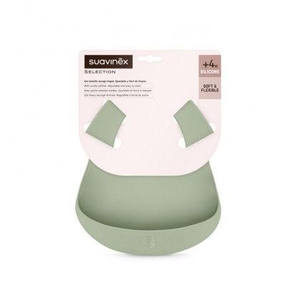 Нагрудник силіконовий Suavinex Colour Essence, зелений