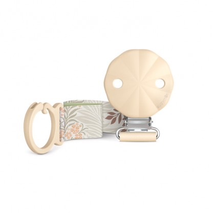 Кліпса для пустушки з тканинною стрічкою Suavinex Poetry, бежева з малюнком