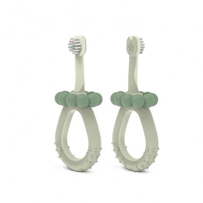 Дитяча зубна щітка з масажером Suavinex Stage 1, від 0 до 2 років, зелена