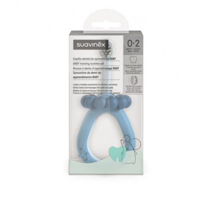 Дитяча зубна щітка з масажером Suavinex Stage 1, від 0 до 2 років, синя