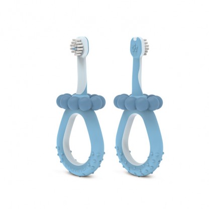Дитяча зубна щітка з масажером Suavinex Stage 1, від 0 до 2 років, синя