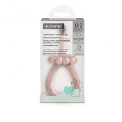 Дитяча зубна щітка з масажером Suavinex Stage 1, від 0 до 2 років, рожева