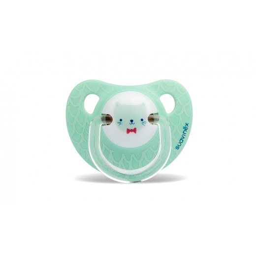 Пустышка анатомическая Suavinex, 0-6 месяцев, Морские истории, зеленый котик Пустышка анатомическая Suavinex, 0-6 месяцев, Морские истории, зеленый котик