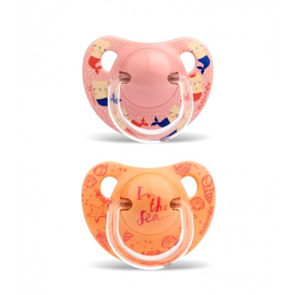 2 пустышки анатомические Suavinex, 6-18 месяцев, Морские истории розовая русалка