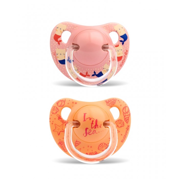 2 пустышки анатомические Suavinex, 6-18 месяцев, Морские истории розовая русалка