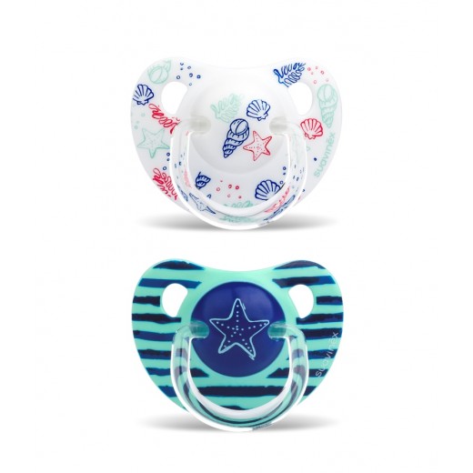 2 пустышки силиконовые Suavinex, 6-18 месяцев, Морские истории и жители 2 пустышки силиконовые Suavinex, 6-18 месяцев, Морские истории и жители