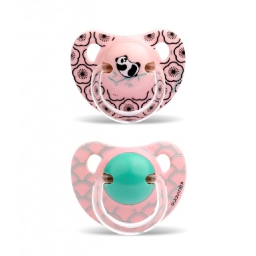Набор анатомических пустышек Suavinex, 18 мес.+, Истории панды, розовый 