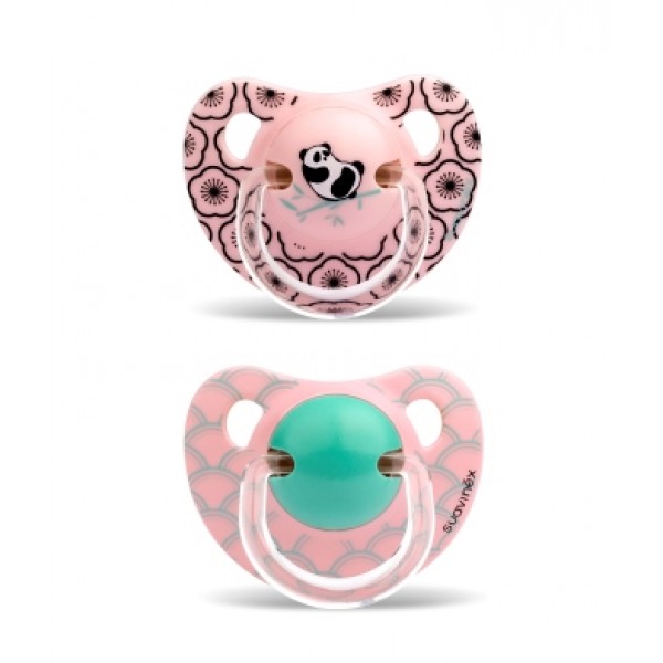 Набор анатомических пустышек Suavinex, 18 мес.+, Истории панды, розовый 