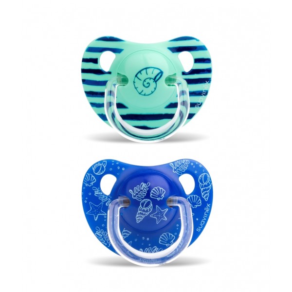 Набор из 2 анатомических пустышек Suavinex, 18+, Морские истории, раковина