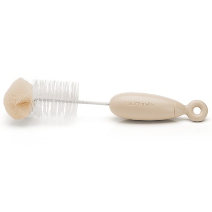 Ершик Suavinex  2 в 1 для мытья бутылочек, бежевая