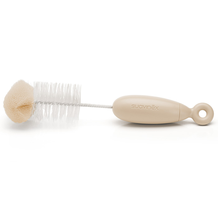 Ершик Suavinex  2 в 1 для мытья бутылочек, бежевая