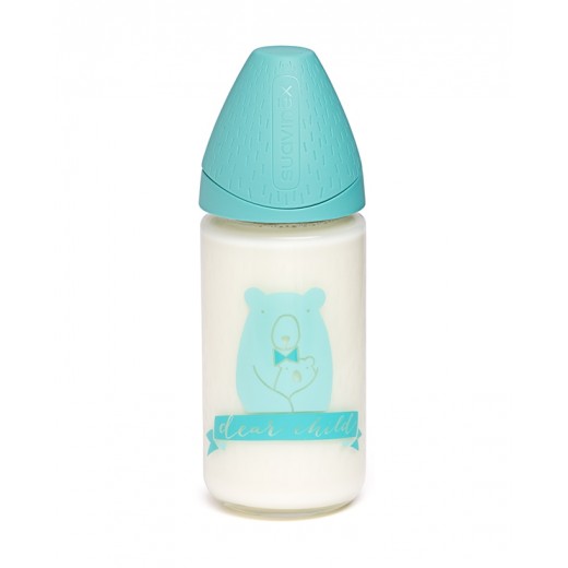 Бутылочка стеклянная, 240 мл, 3-позиционная соска, Смысл жизни, бирюзовая Бутылочка стеклянная, 240 мл, 3-позиционная соска, Смысл жизни, бирюзовая