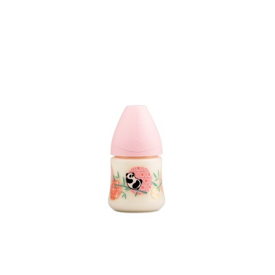 Пляшечка Suavinex, 150 мл, анатомічна соска, Історії панди, рожева 
