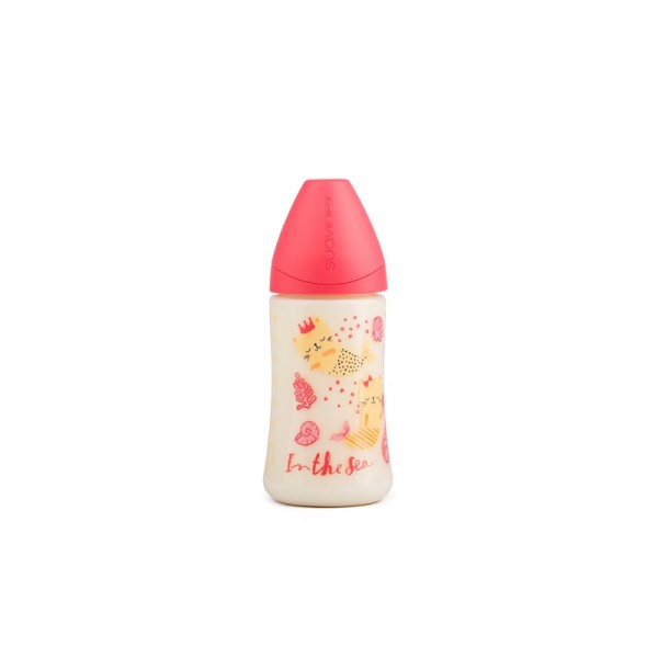 Пляшечка Suavinex 270 мл, анатомічна соска, Морські історії, рожева Пляшечка Suavinex 270 мл, анатомічна соска, Морські історії, рожева