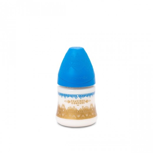 Пляшечка, 150 мл, кругла соска повільний потік, Coutureтемно-синя