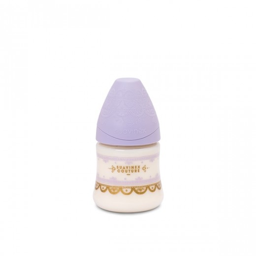 Пляшечка, 150 мл, кругла соска повільний потік, Couture, фіолетова