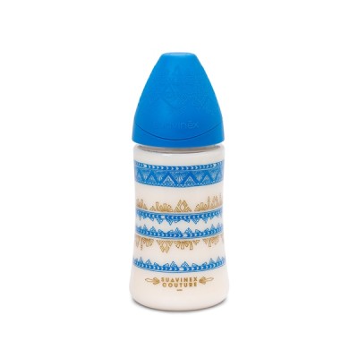 Пляшечка з круглою соскою Suavinex Couture, 270 мл, темно-синя