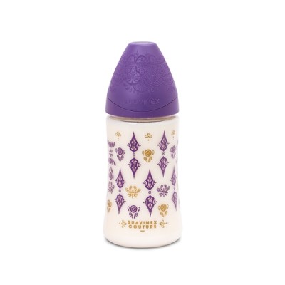 Пляшечка з круглою соскою Suavinex Couture 270 мл, фіолетова