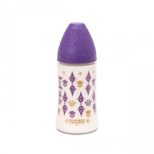Пляшечка з круглою соскою Suavinex Couture 270 мл, фіолетова