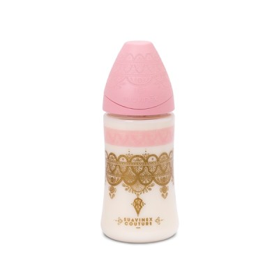 Пляшечка з круглою соскою Suavinex 270 мл, Couture, рожева