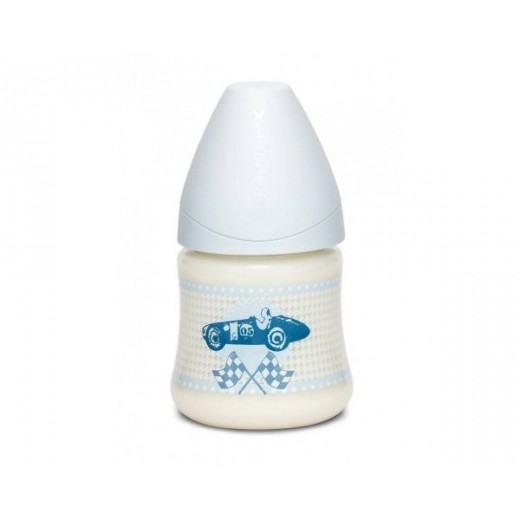 Пляшка 150 мл Suavinex, середній потік, блакитна машина