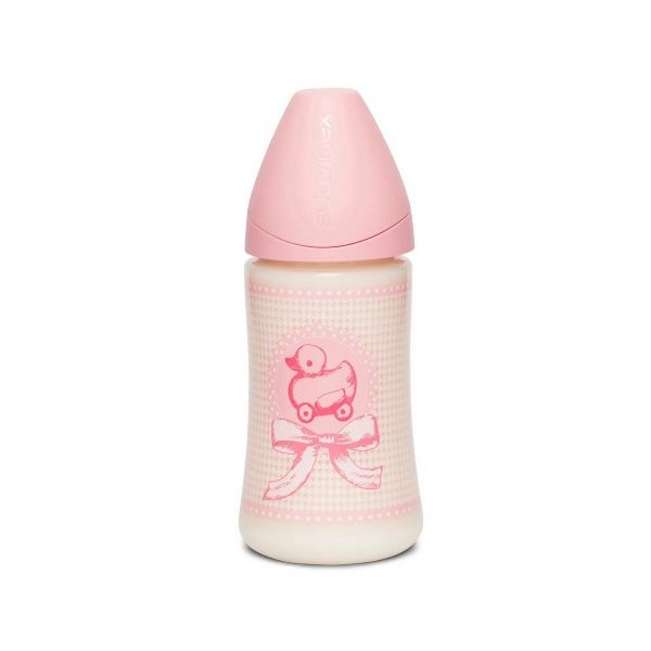 Пляшечка Suavinex 270 мл, анатомічна соска, Історії малюків, рожева Пляшечка Suavinex 270 мл, анатомічна соска, Історії малюків, рожева